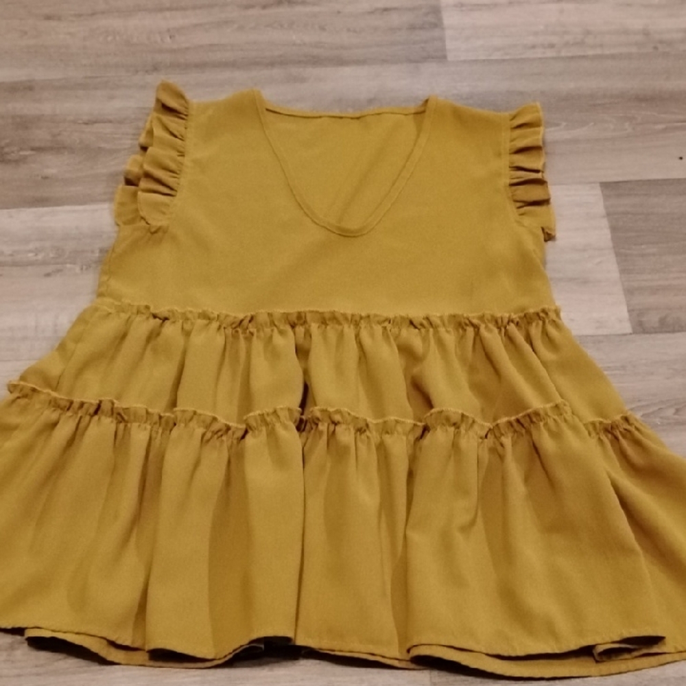 Mustard Ruffle Top